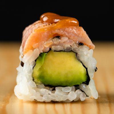 Torched Faroe Islands Salmon and Avocado Roll