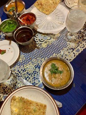 Daal Tadka and Mixed Vegetable Paratha (grilled bread)