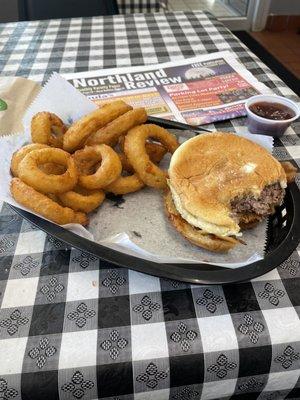 Rodeo burger with onion rings!