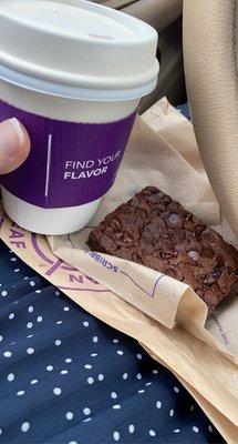 Chai latte and Vegan Brownie