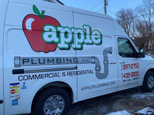 Apple Plumbing service installs water heaters.