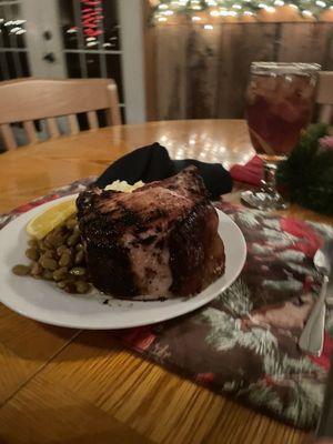 Applewood pork chop.