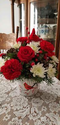 Cardinal Christmas Arrangement