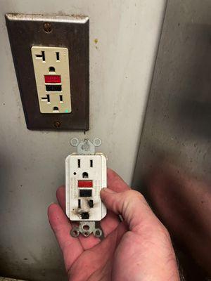 We changed out the GFCI outlet for the customer.