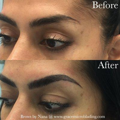 Created a high defined arch with Microblading.