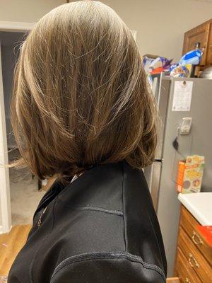 My fresh haircut from Wynn at Hair Impressions. I asked for short layers, and for it to be slightly angled down from the back to the front.