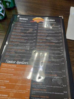 Front of menu