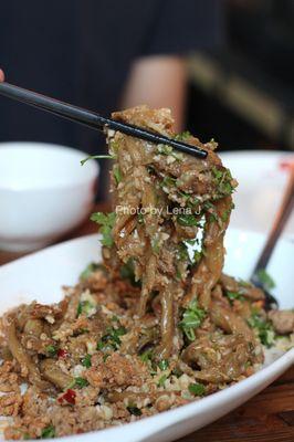 A4 Eggplant with Minced Pork, Garlic, Cilantro 三味茄子 ($18.99) - after mixing