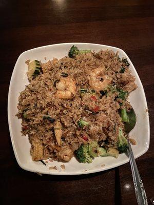 Basil fried rice with shrimp and veggies