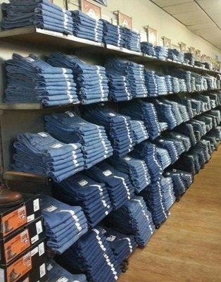 We have a huge selection of jeans! We carry brands like Cinch, Ariat, Wrangler, Levi, Grace in L.A., Miss Me, and 7 For All Mankind.