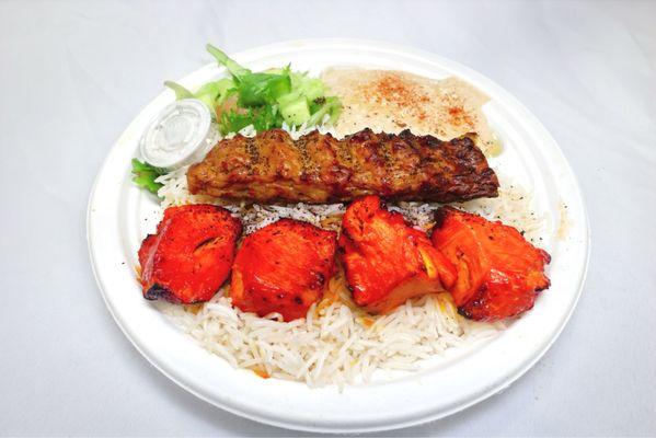 Combo Plate #2 Chicken Kabob & Chicken Kofta Kabob