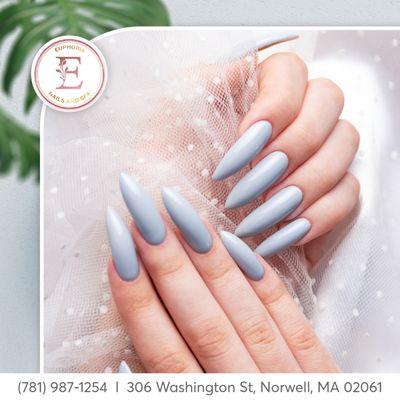 Soft blue nails bring a sense of peace to every moment