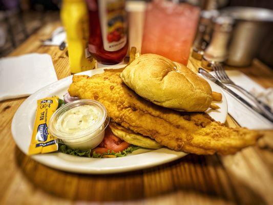 Catfish Sandwich with French Fries