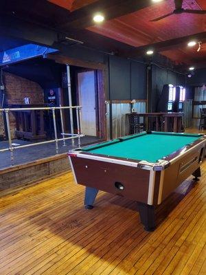 Pool table in the back room by the stage