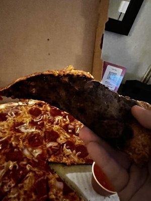 Burnt pizza