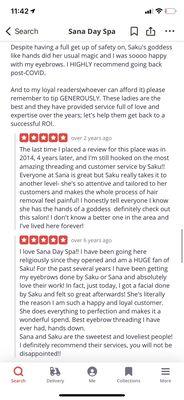 My reviews for this current owner of MS day spa when she was an employee for different management.