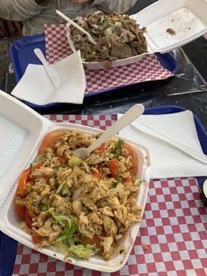 Gyro salad and chicken salad