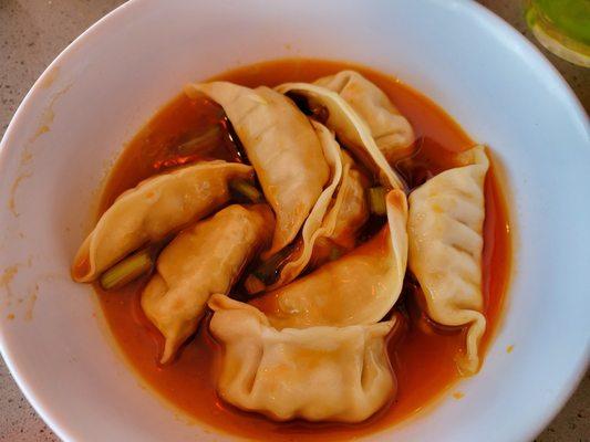 Spicy wontons. These seem like frozen pot stickers.