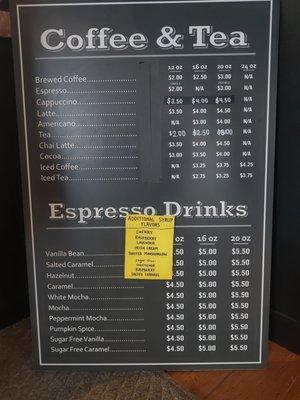 Drink menu