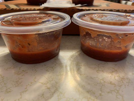 Here you see $2 worth of sauce in its un natural environment. These were unopened.