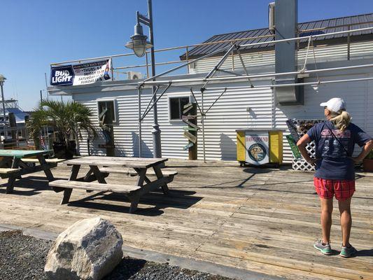 Katherine checking it ..yes its a houseboat