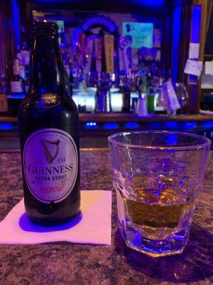 Guinness and a generous pour of Tullamore Dew.