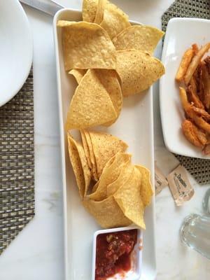 Got the tortilla chips for the ceviche. Nothing special added salt.