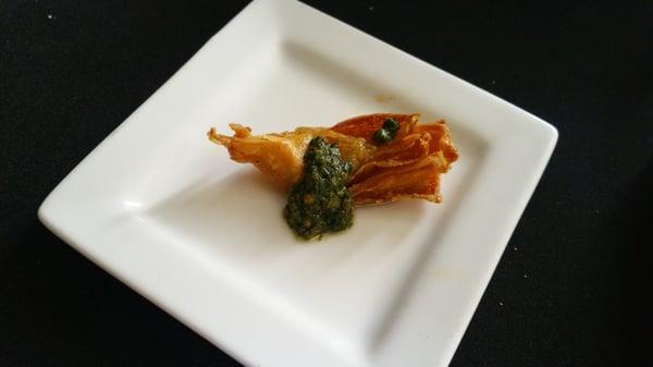 Fried Artichoke Heart with Basil Pesto