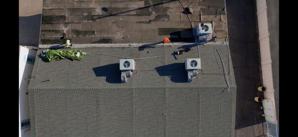 We are peeping & doing tear off Commercial roofing capture by our company Drone .