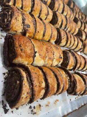 The chocolate cigars just came out of the oven.