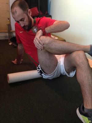 Piriformous muscle release with standard foam roller.