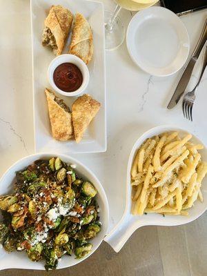 Brussels, cheesesteak egg roll and truffle fries