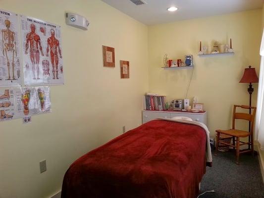 One of our comfortable and quiet massage therapy rooms.