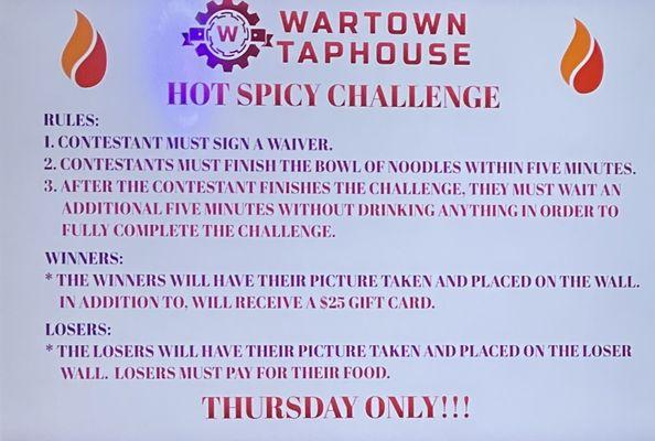 Spicy challenge rules