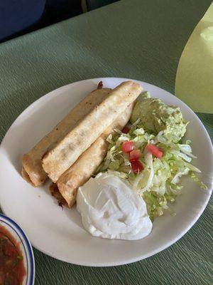 The flautas appetizer. Two chicken, one beef. Really good!