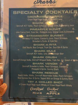 Drink menu