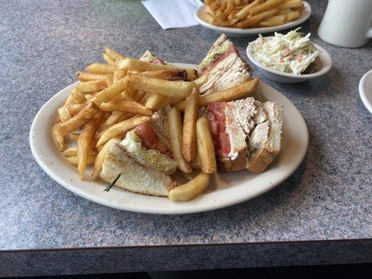 Triple decker with french fries