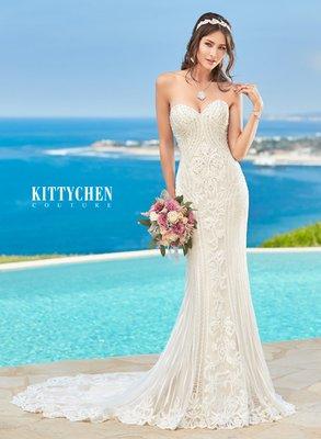 Kitty Chen Couture style # Alvina An amazing beaded strapless gown.