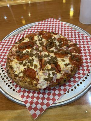 All meat cauliflower crust