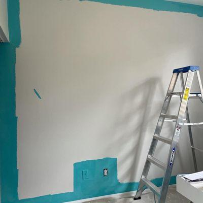 Before my office wall was finished being painted