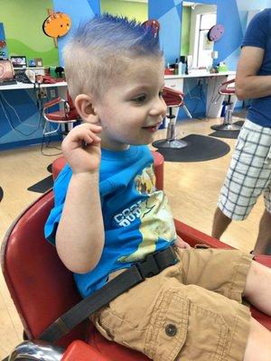 My son is always excited to hair cut!