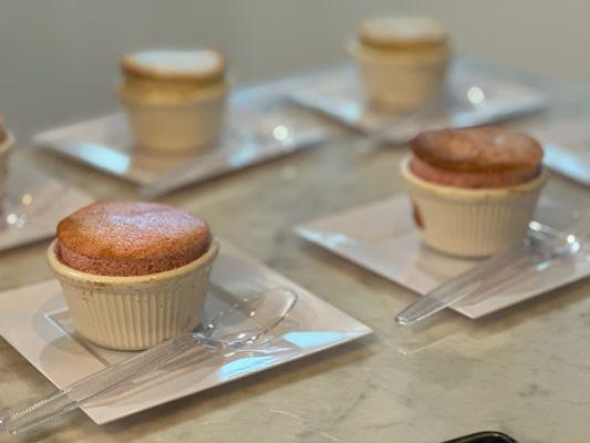 Strawberry and banana soufflés