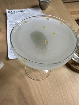 Olive  martini. Briny.