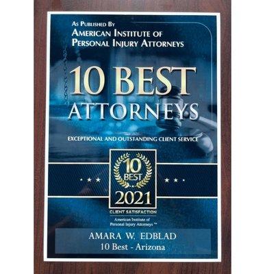 Amara Edblad
10 Best Arizona Attorneys Award 2021
National Academy of Personal Injury Attorneys