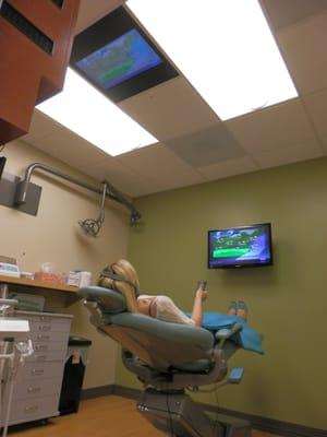 To help you relax during treatment, operatories are equipped with wall and ceiling TV's and personal headphones.