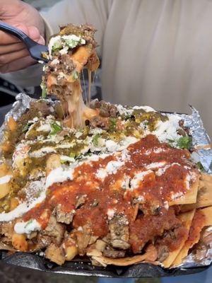 Half nachos, half fries