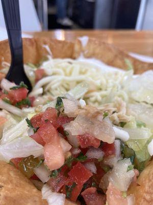 Shredded chicken taco bowl