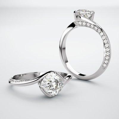 Half Bezel Wrap Around Diamond Engagement Ring