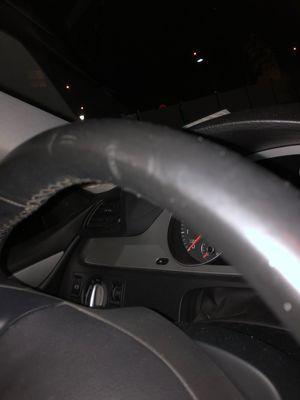 Scratched steering wheel