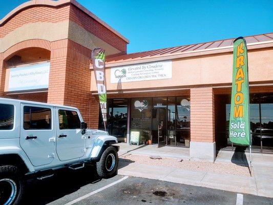 Outside view of the shop from the Union Crossing Shopping Center parking lot